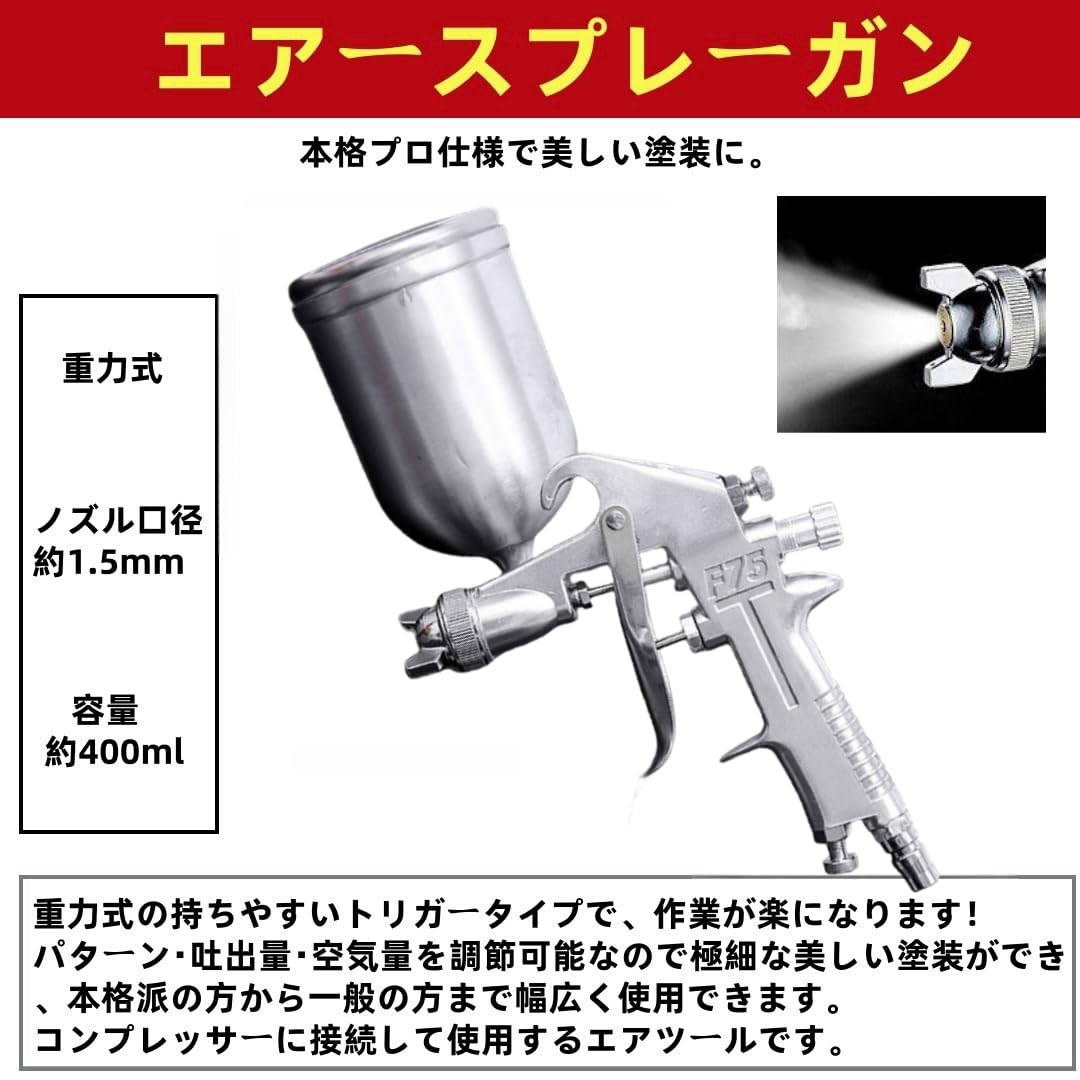 Amazon | LOOKGOU エアースプレーガン 重力式 口径 1.5mm カップ容量